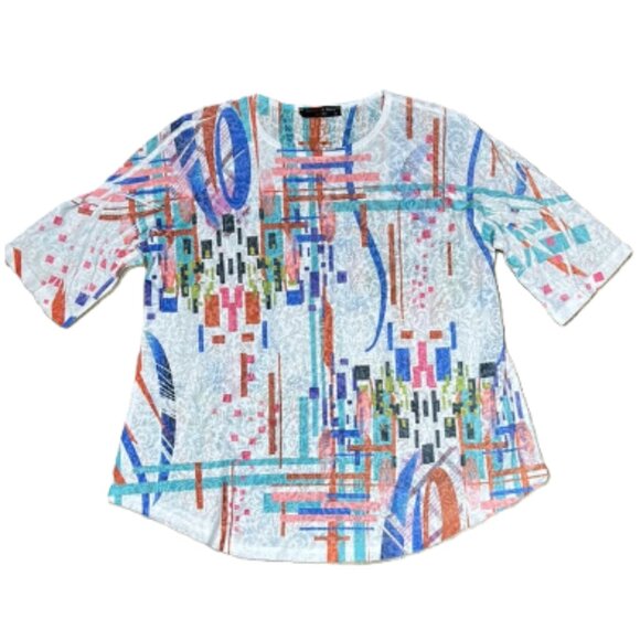 Katharina Marie Made in USA Abstract Print Burnout Shirt/Tunic Medium - Picture 2 of 13